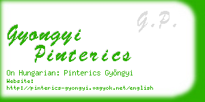 gyongyi pinterics business card